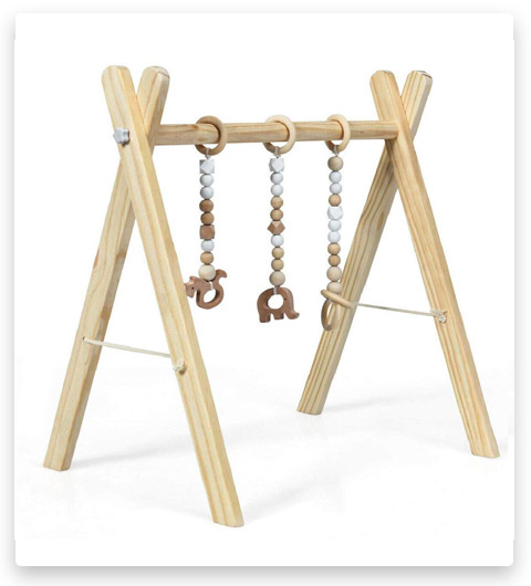 BABY JOY Portable Wooden Baby Gym