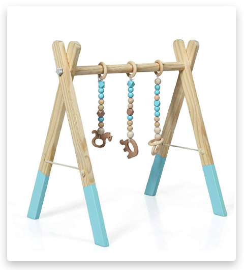 BABY JOY Portable Wooden Baby Gym